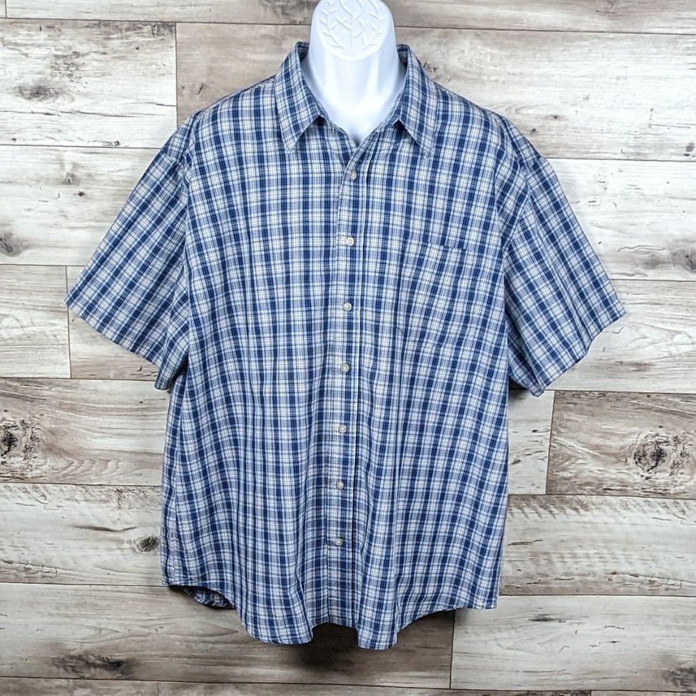 Old Navy* Men's Short Sleeve Button Down Curved Hem Chest Pocket Shirt~ Size Xxl